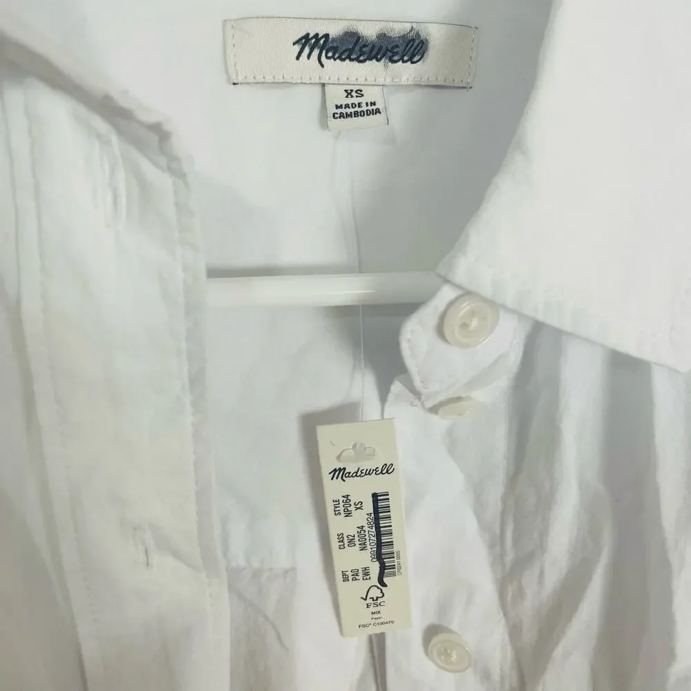 Madewell Oversized Long Sleeve Straight Hem Button Up Shirt US Women's XS New - Picture 4 of 5